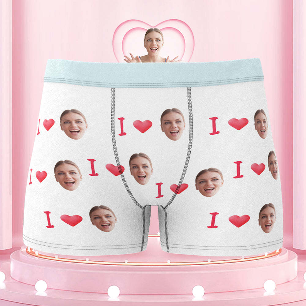 Custom I Love Your Face Colorful Waistband Boxer Briefs Naughty Gift for Him - MyFaceBoxer