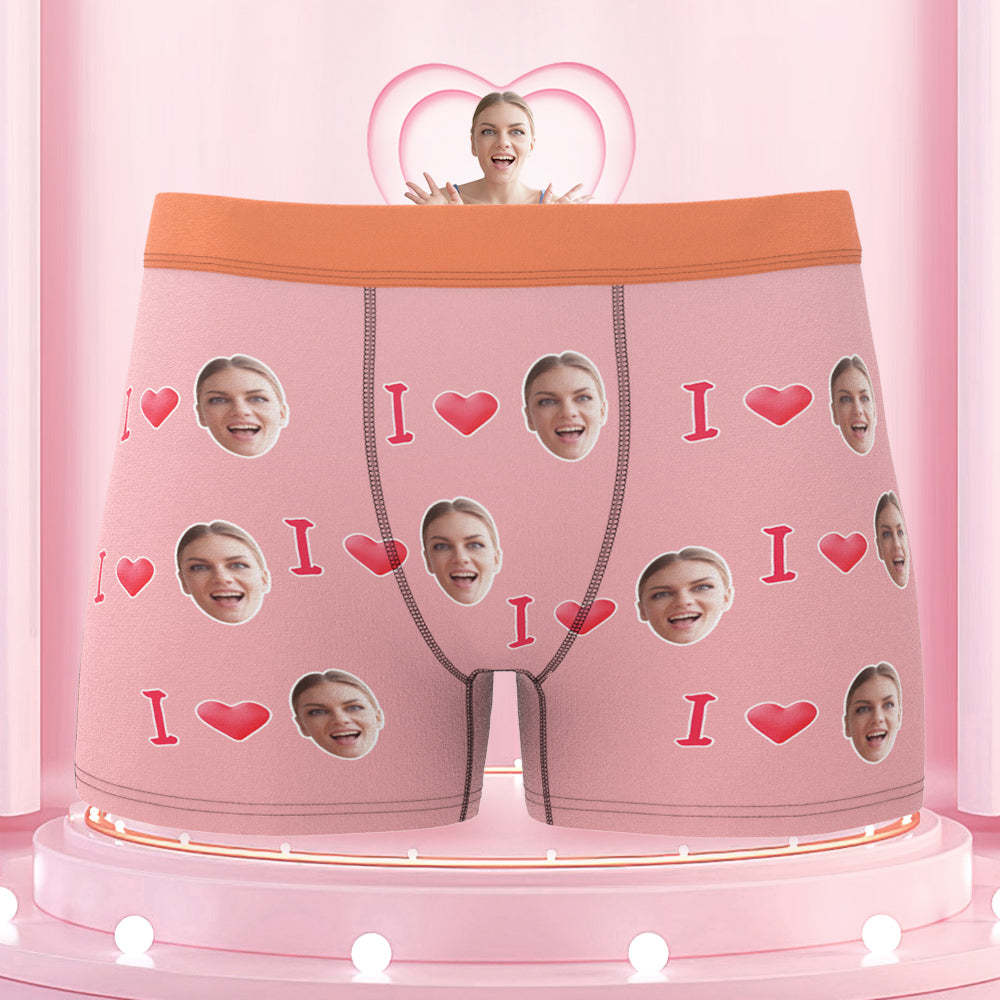 Custom I Love Your Face Colorful Waistband Boxer Briefs Naughty Gift for Him - MyFaceBoxer