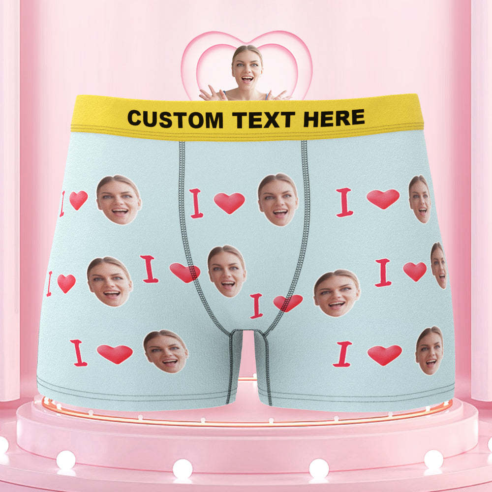 Custom I Love Your Face Colorful Waistband Boxer Briefs Naughty Gift for Him - MyFaceBoxer