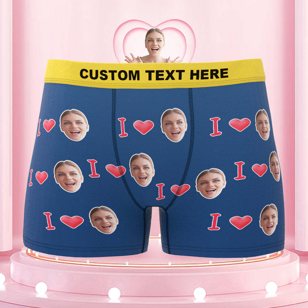 Custom I Love Your Face Colorful Waistband Boxer Briefs Naughty Gift for Him - MyFaceBoxer