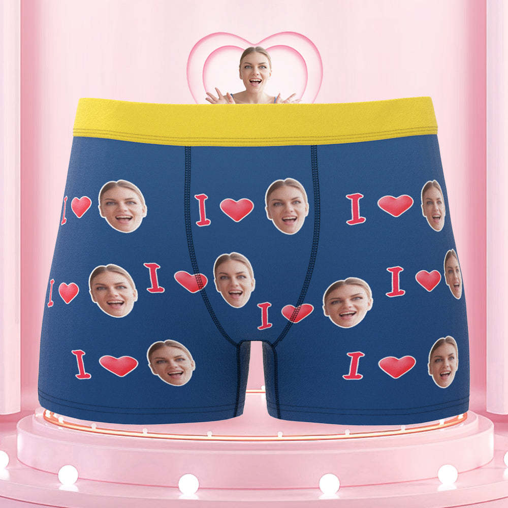 Custom I Love Your Face Colorful Waistband Boxer Briefs Naughty Gift for Him - MyFaceBoxer