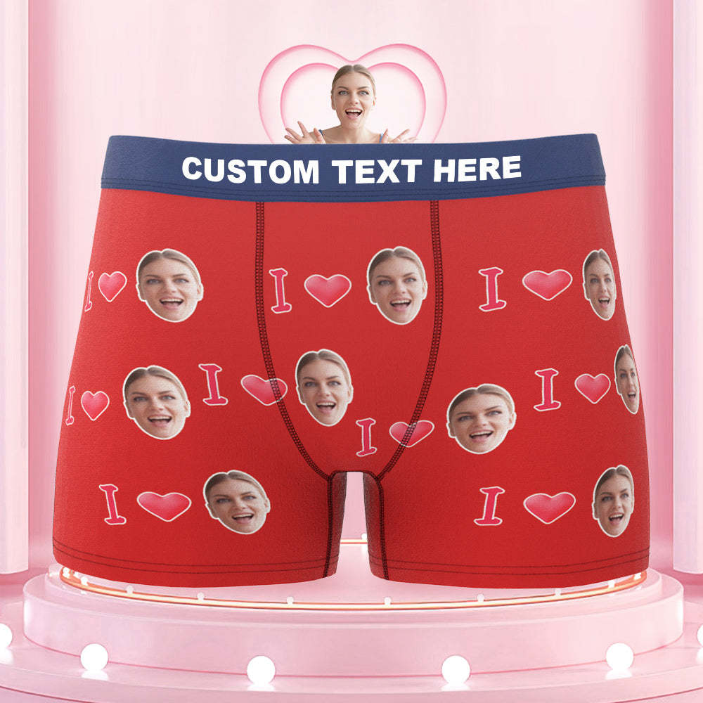Custom I Love Your Face Colorful Waistband Boxer Briefs Naughty Gift for Him - MyFaceBoxer