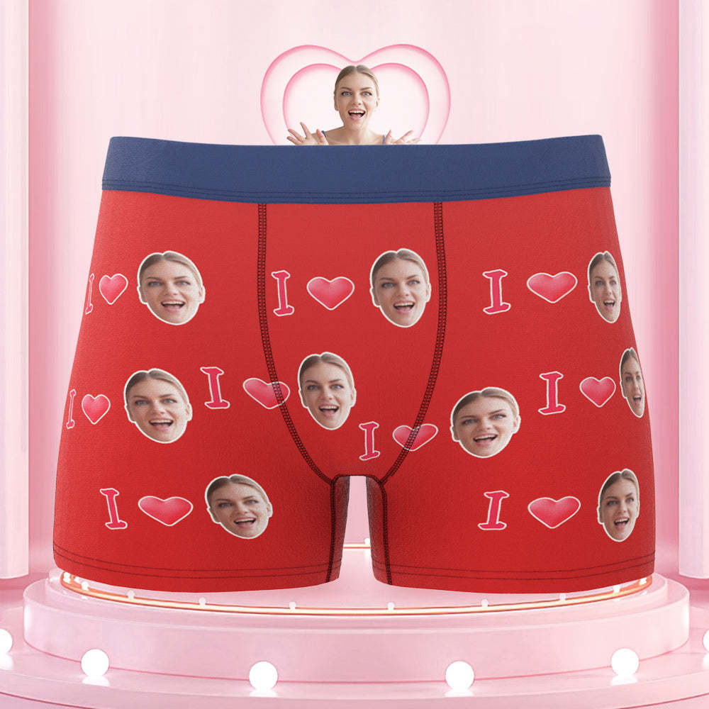 Custom I Love Your Face Colorful Waistband Boxer Briefs Naughty Gift for Him - MyFaceBoxer