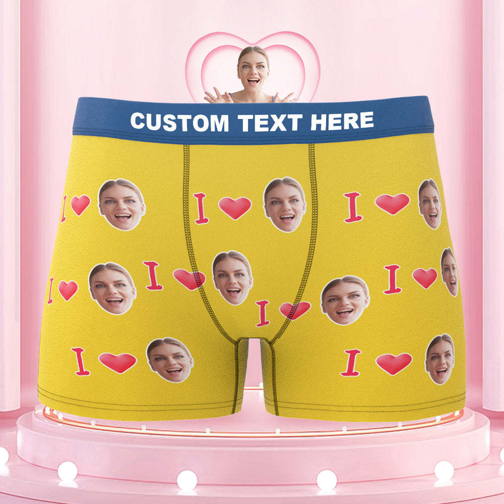 Custom I Love Your Face Colorful Waistband Boxer Briefs Naughty Gift for Him - MyFaceBoxer