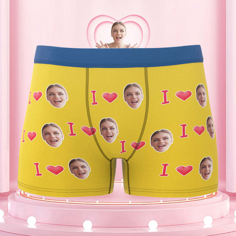 Custom I Love Your Face Colorful Waistband Boxer Briefs Naughty Gift for Him - MyFaceBoxer