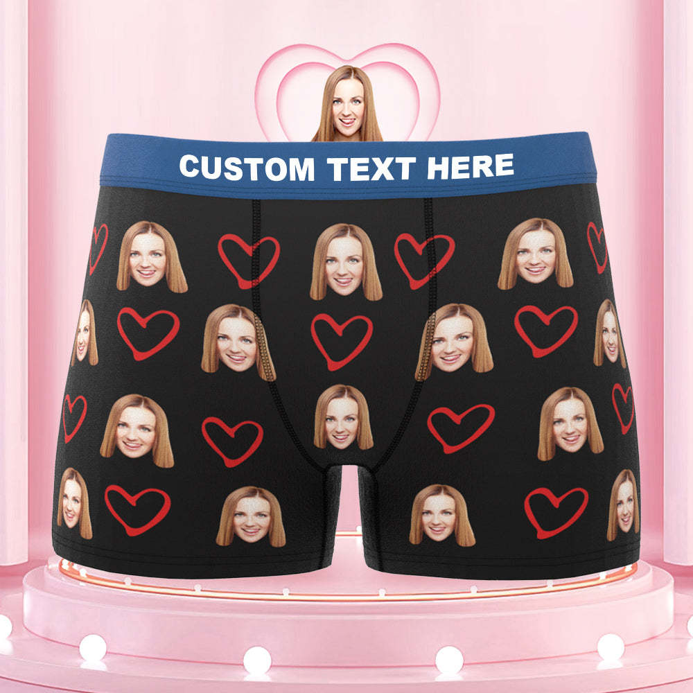 Custom Boxers with Face Colorful Waistband Boxer Briefs with Personalized Text Gift for Him - MyFaceBoxer