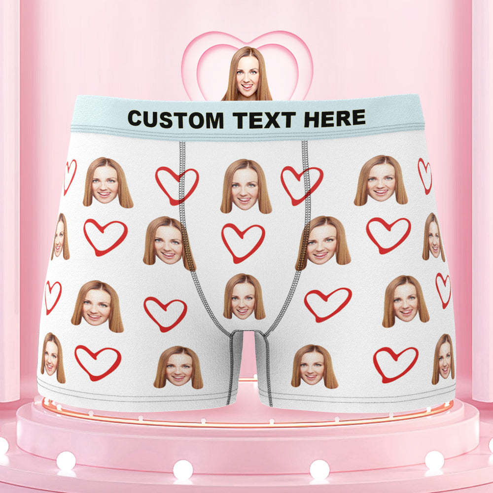 Custom Boxers with Face Colorful Waistband Boxer Briefs with Personalized Text Gift for Him - MyFaceBoxer