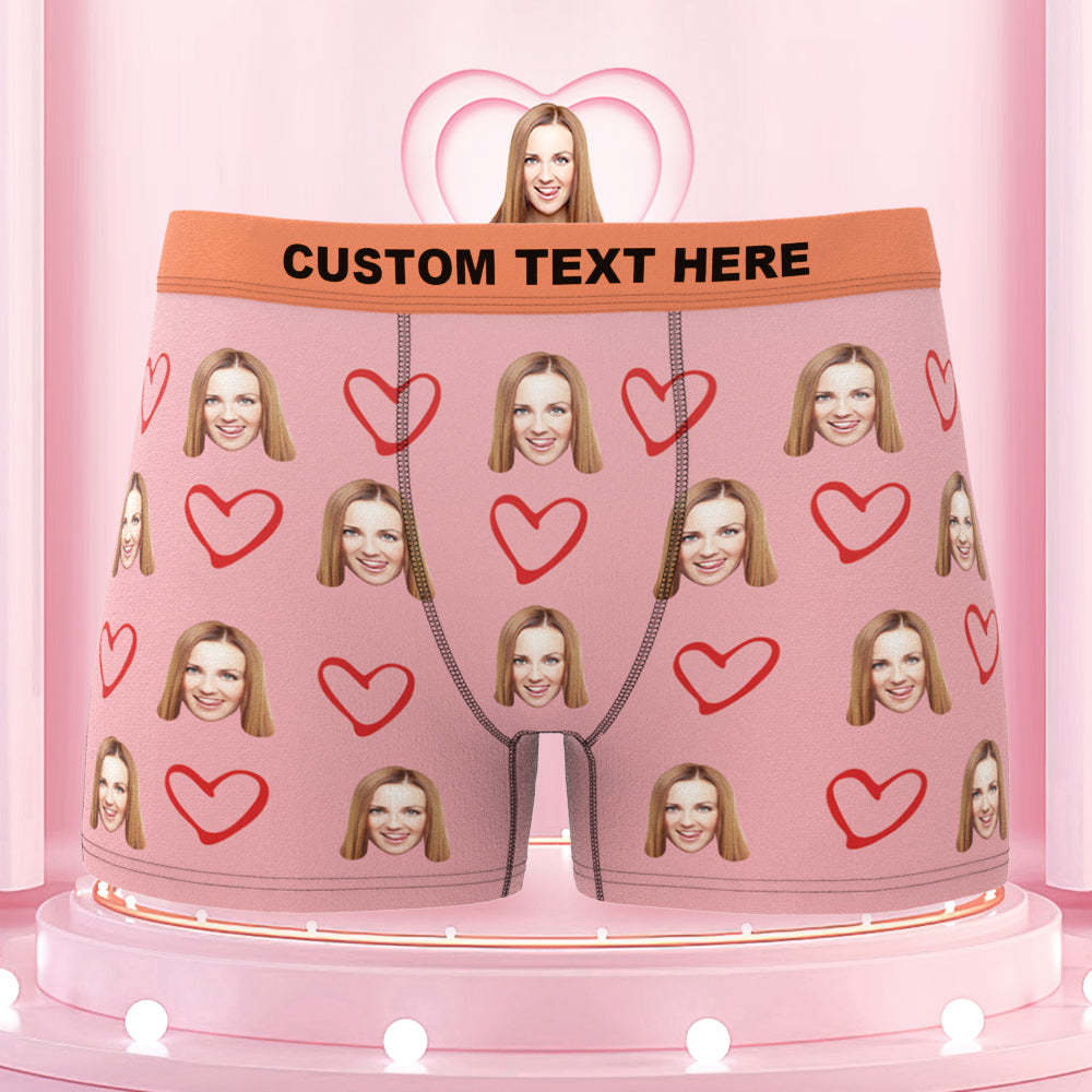 Custom Boxers with Face Colorful Waistband Boxer Briefs with Personalized Text Gift for Him - MyFaceBoxer