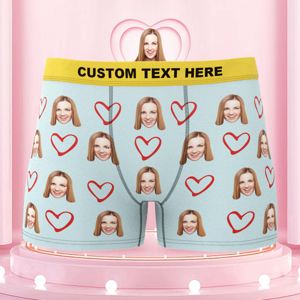 Custom Boxers with Face Colorful Waistband Boxer Briefs with Personalized Text Gift for Him - MyFaceBoxer