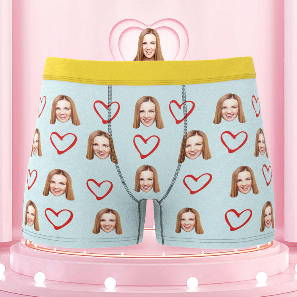 Custom Boxers with Face Colorful Waistband Boxer Briefs with Personalized Text Gift for Him - MyFaceBoxer