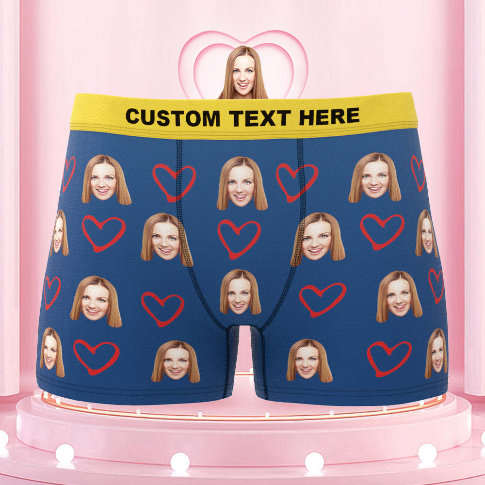 Custom Boxers with Face Colorful Waistband Boxer Briefs with Personalized Text Gift for Him - MyFaceBoxer