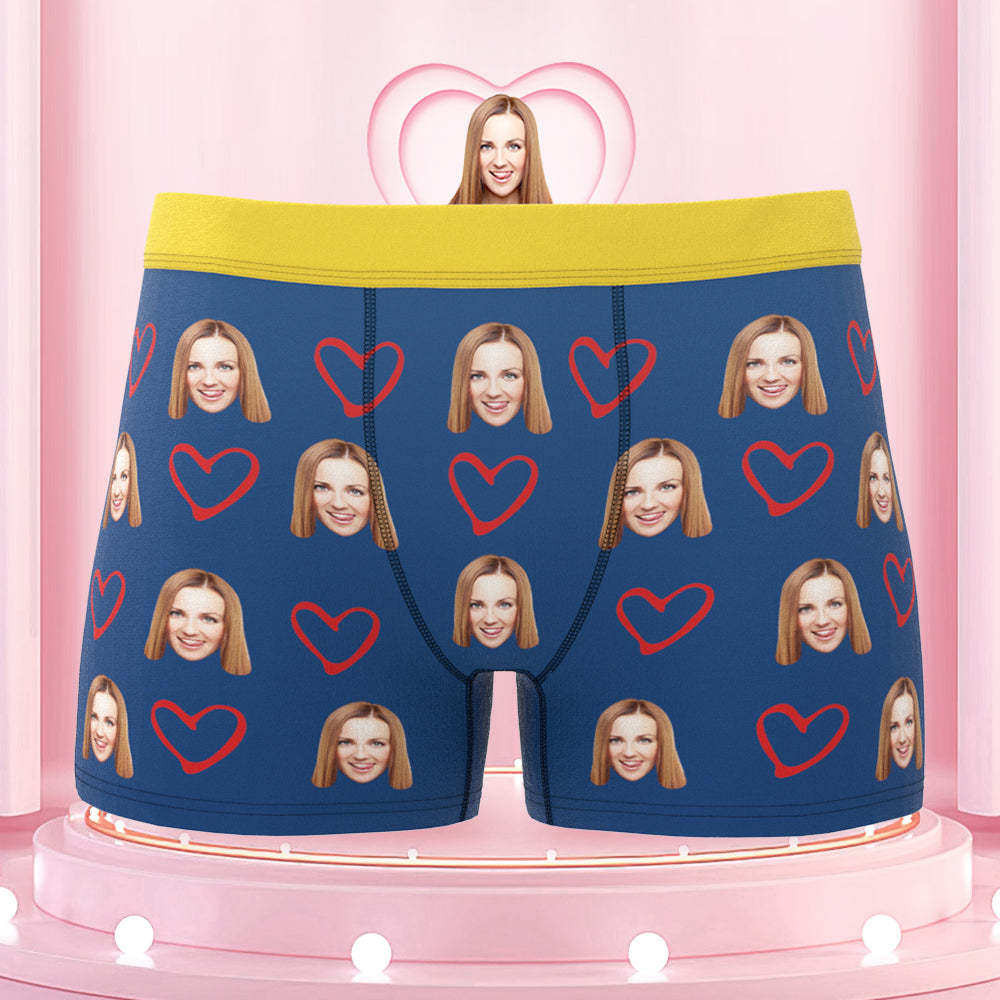 Custom Boxers with Face Colorful Waistband Boxer Briefs with Personalized Text Gift for Him - MyFaceBoxer