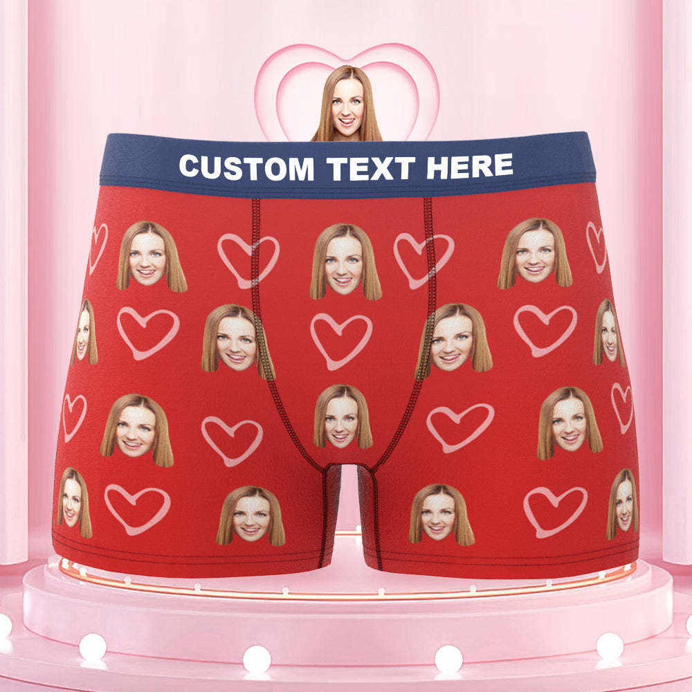 Custom Boxers with Face Colorful Waistband Boxer Briefs with Personalized Text Gift for Him - MyFaceBoxer