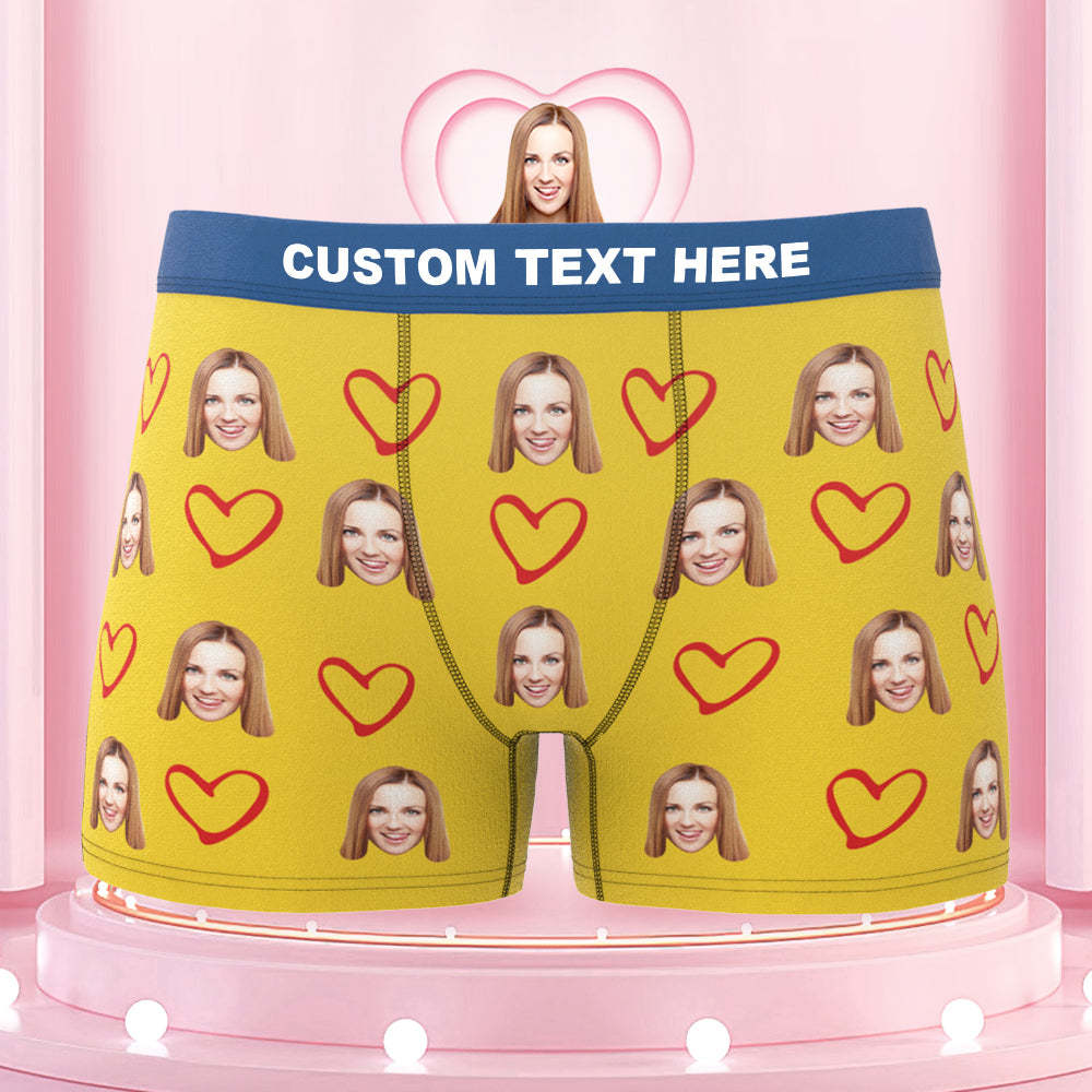 Custom Boxers with Face Colorful Waistband Boxer Briefs with Personalized Text Gift for Him - MyFaceBoxer