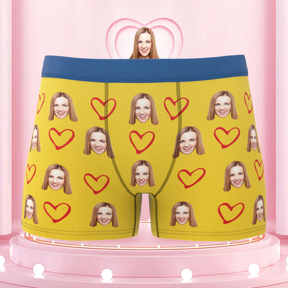 Custom Boxers with Face Colorful Waistband Boxer Briefs with Personalized Text Gift for Him - MyFaceBoxer