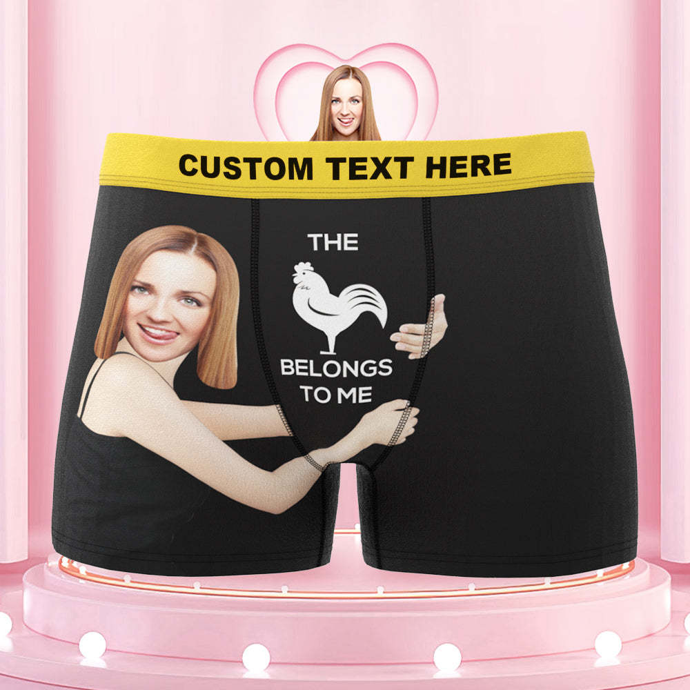 Men's Custom Face On Body Colorful Waistband Boxer Shorts - This belongs to me - MyFaceBoxer
