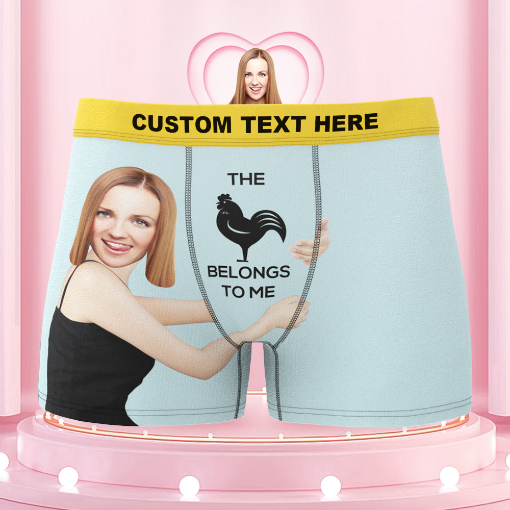 Men's Custom Face On Body Colorful Waistband Boxer Shorts - This belongs to me