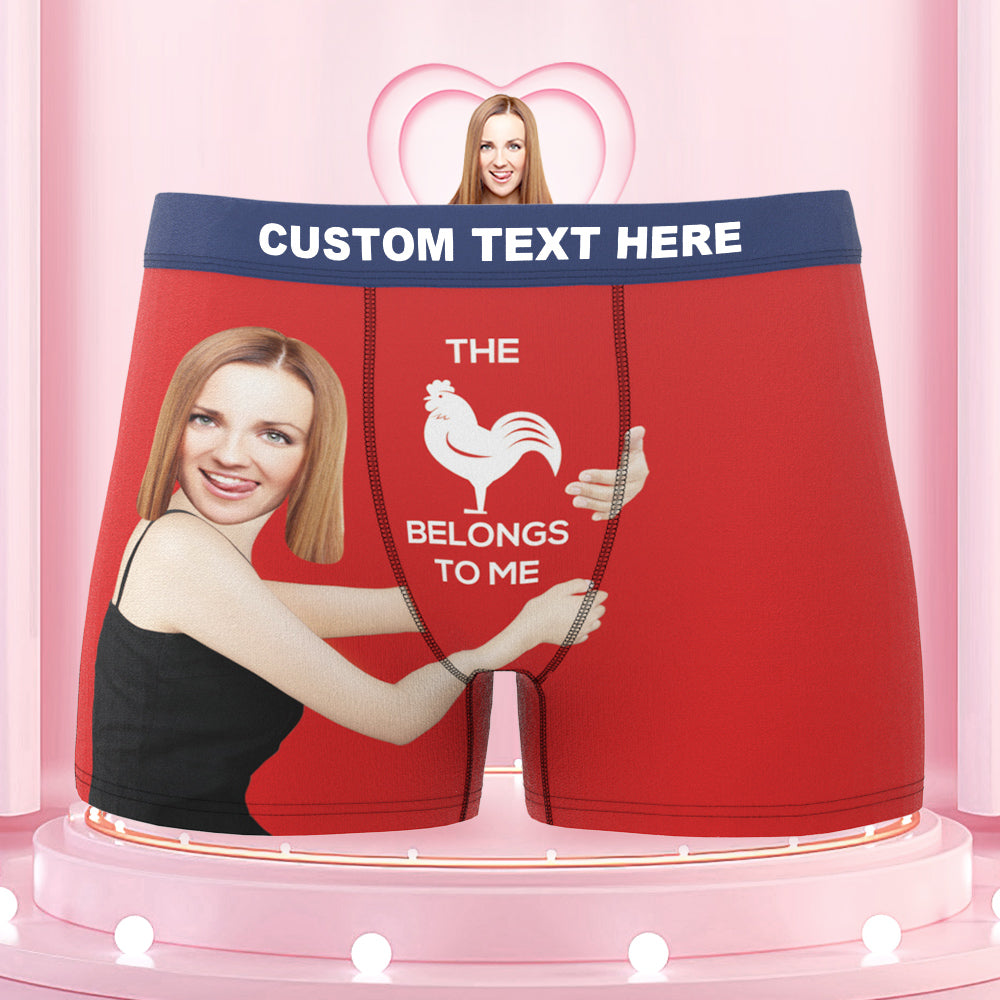 Men's Custom Face On Body Colorful Waistband Boxer Shorts - This belongs to me