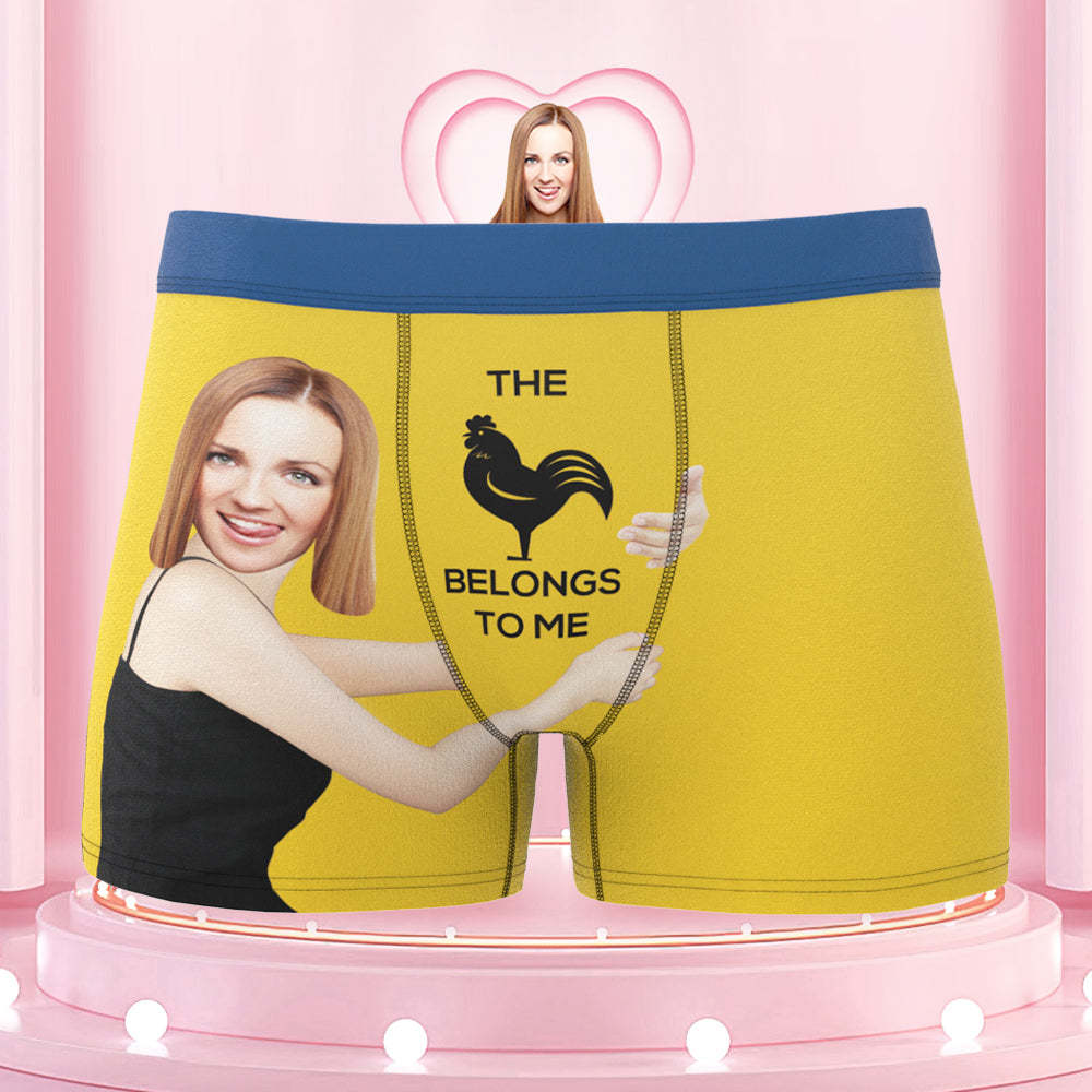 Men's Custom Face On Body Colorful Waistband Boxer Shorts - This belongs to me - MyFaceBoxer