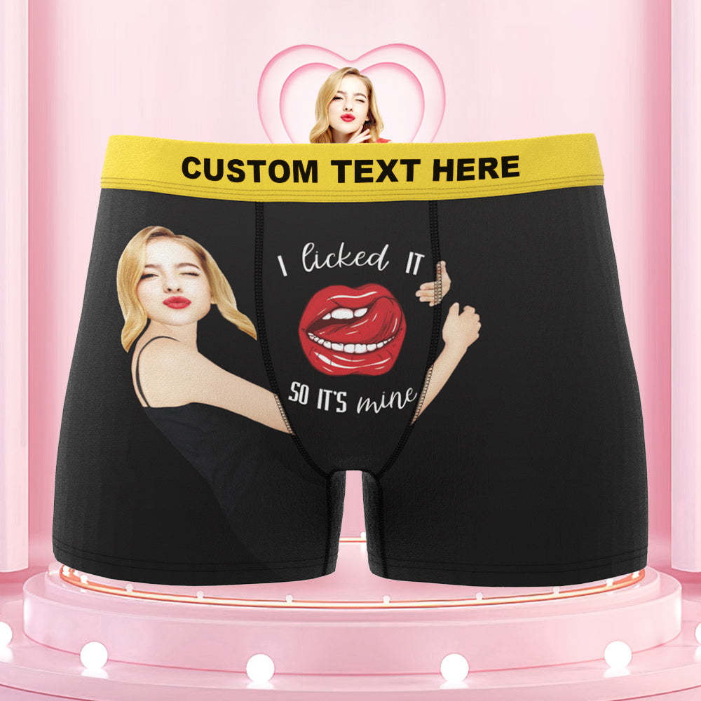 Custom Girlfriend's Face Boxers with Colorful Waistband I Licked It - MyFaceBoxer