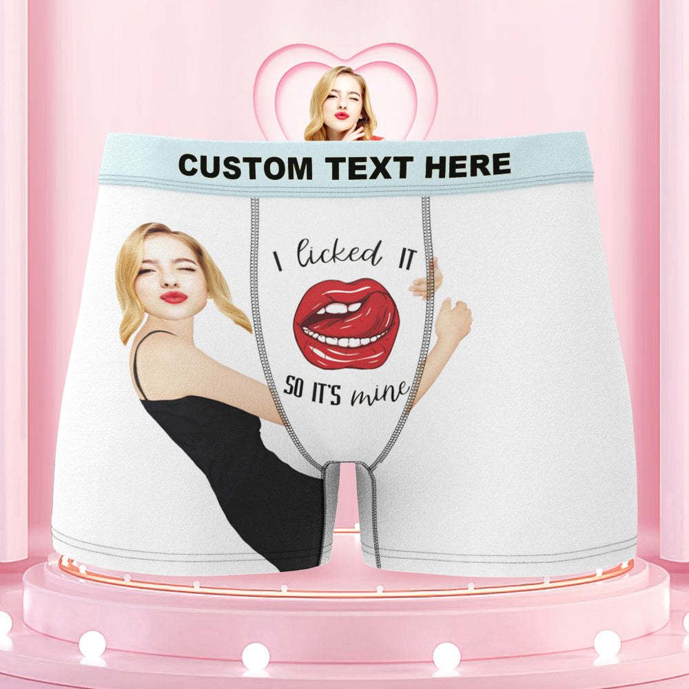 Custom Girlfriend's Face Boxers with Colorful Waistband I Licked It - MyFaceBoxer