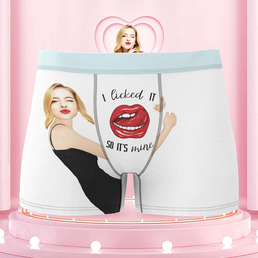 Custom Girlfriend's Face Boxers with Colorful Waistband I Licked It - MyFaceBoxer