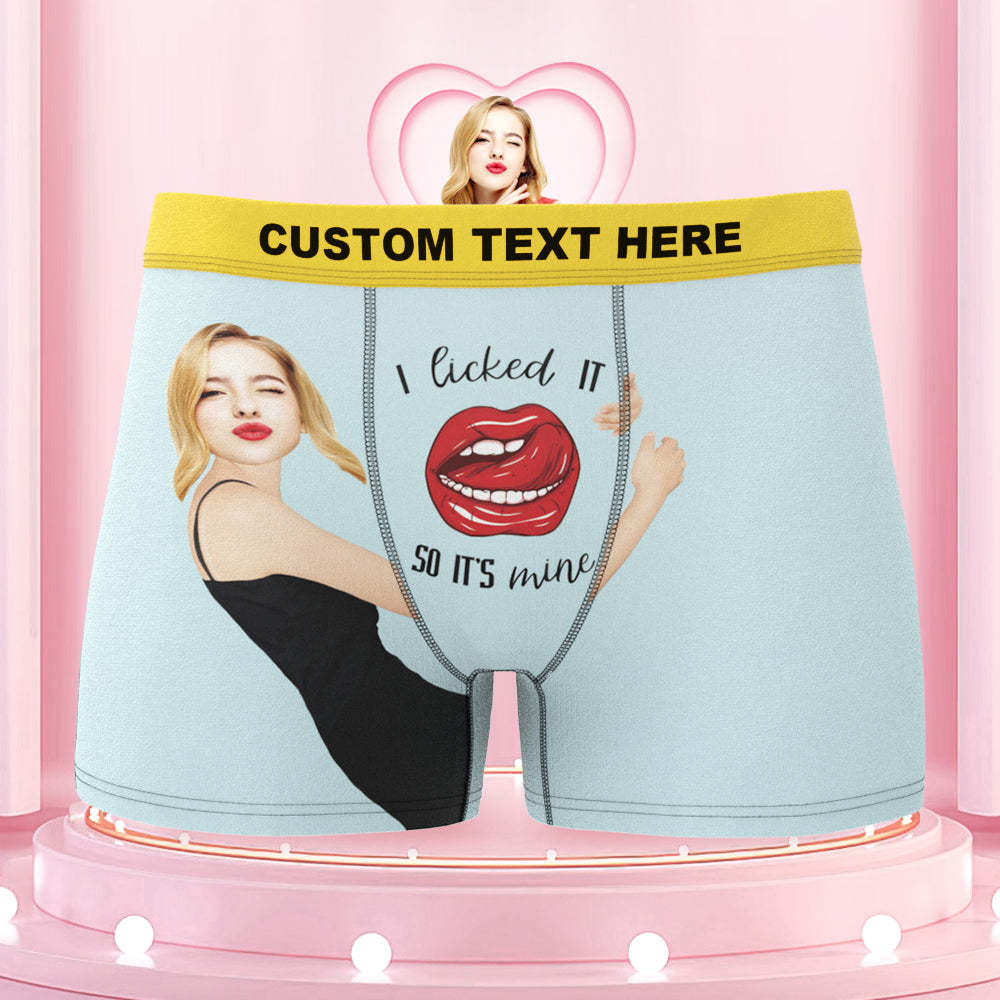 Custom Girlfriend's Face Boxers with Colorful Waistband I Licked It - MyFaceBoxer