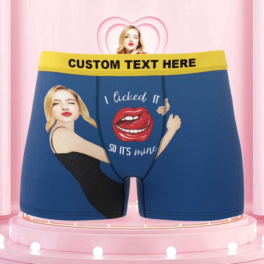 Custom Girlfriend's Face Boxers with Colorful Waistband I Licked It - MyFaceBoxer