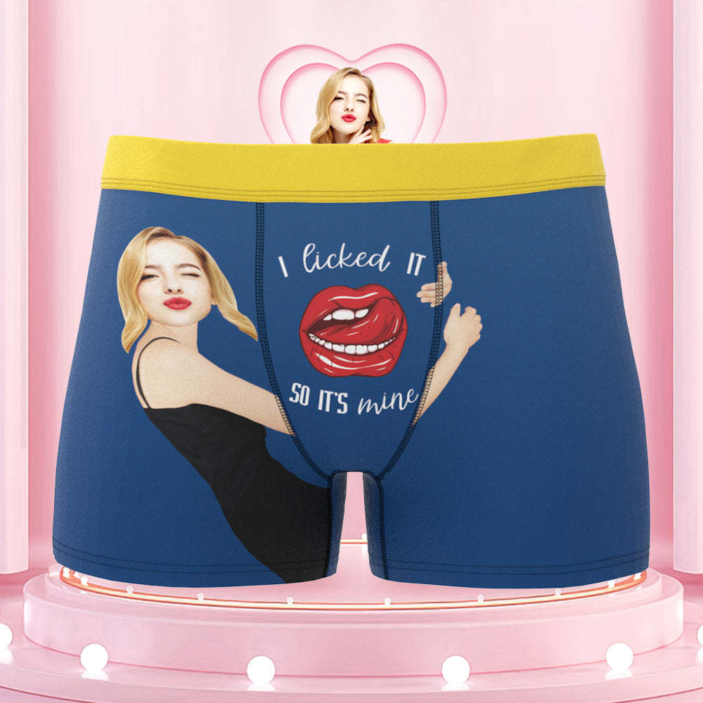 Custom Girlfriend's Face Boxers with Colorful Waistband I Licked It - MyFaceBoxer