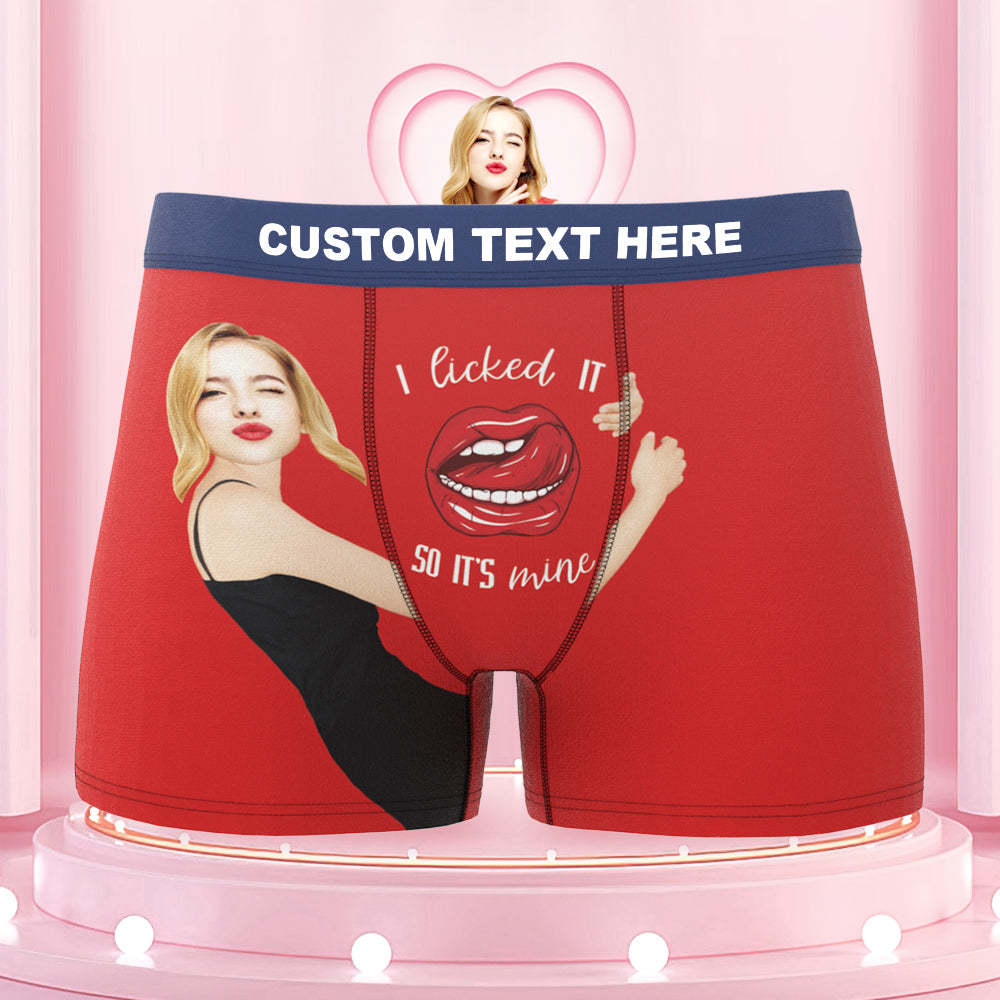 Custom Girlfriend's Face Boxers with Colorful Waistband I Licked It - MyFaceBoxer