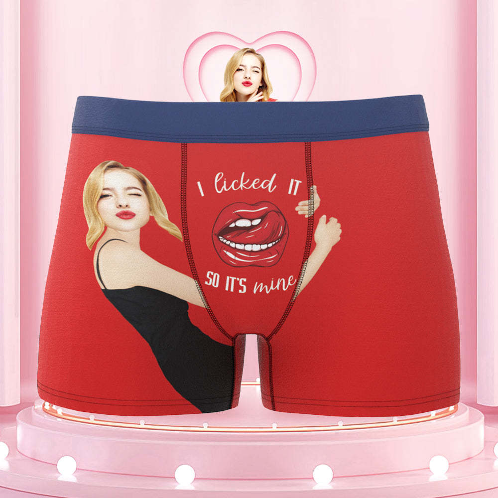 Custom Girlfriend's Face Boxers with Colorful Waistband I Licked It - MyFaceBoxer