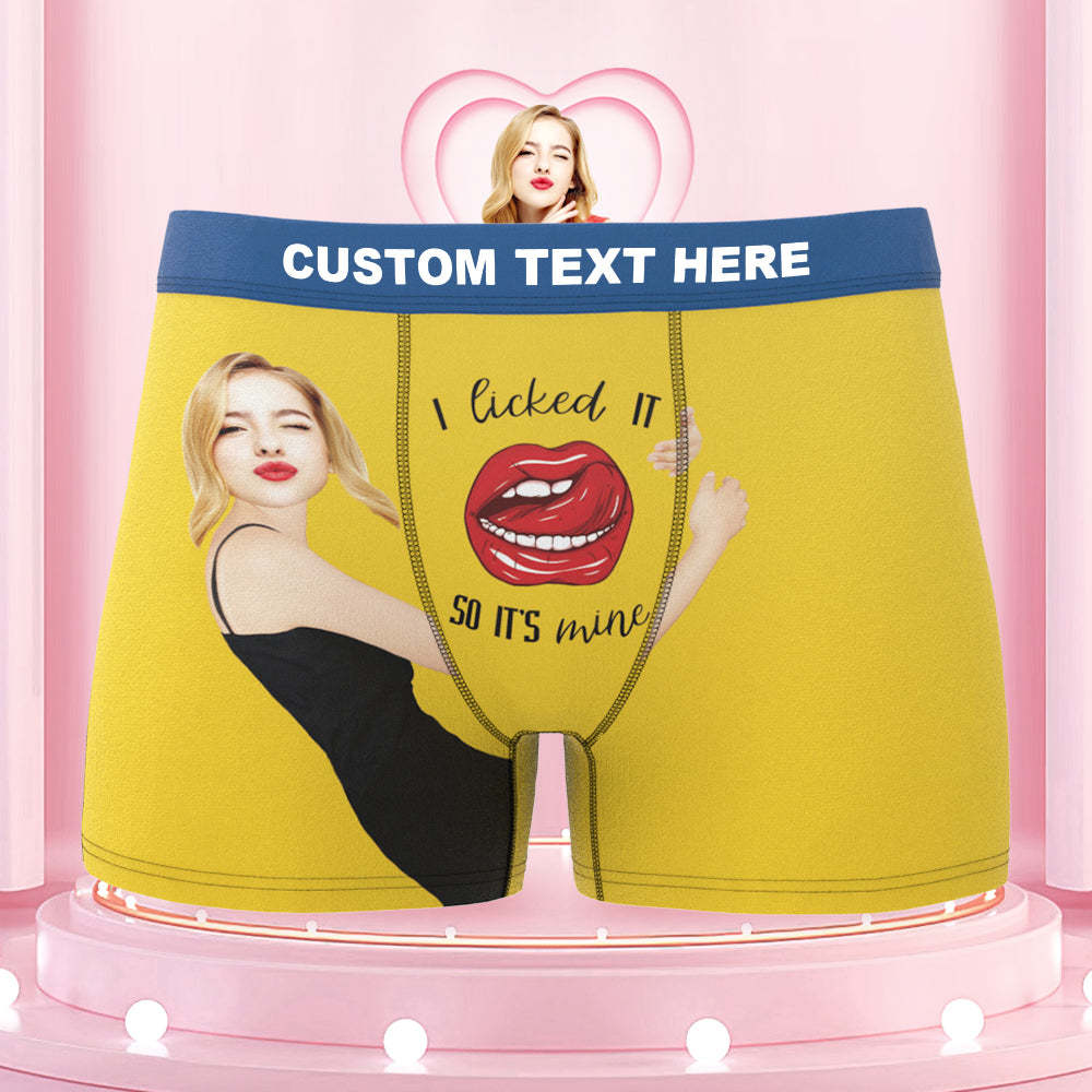 Custom Girlfriend's Face Boxers with Colorful Waistband I Licked It - MyFaceBoxer