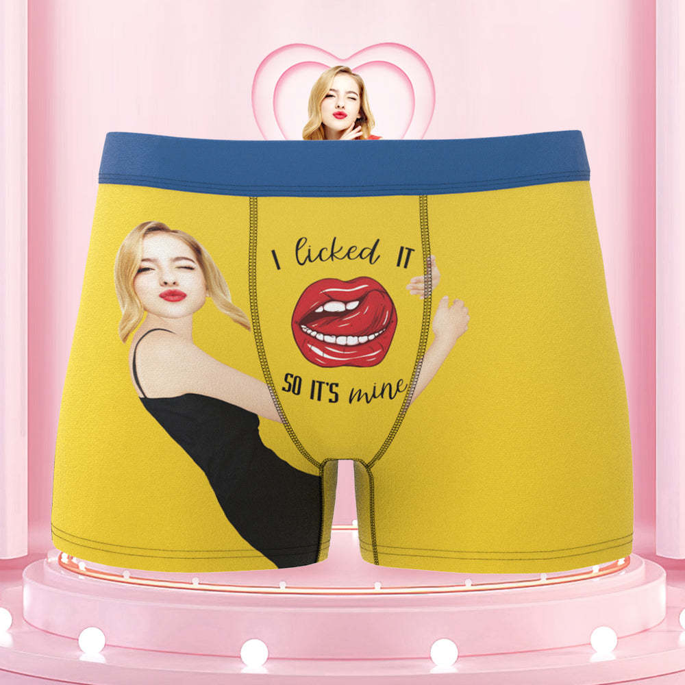 Custom Girlfriend's Face Boxers with Colorful Waistband I Licked It - MyFaceBoxer