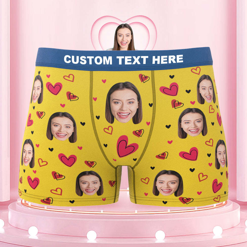 Custom Girlfriend's Face Boxers with Colorful Waistband Full of Love Hearts - MyFaceBoxer