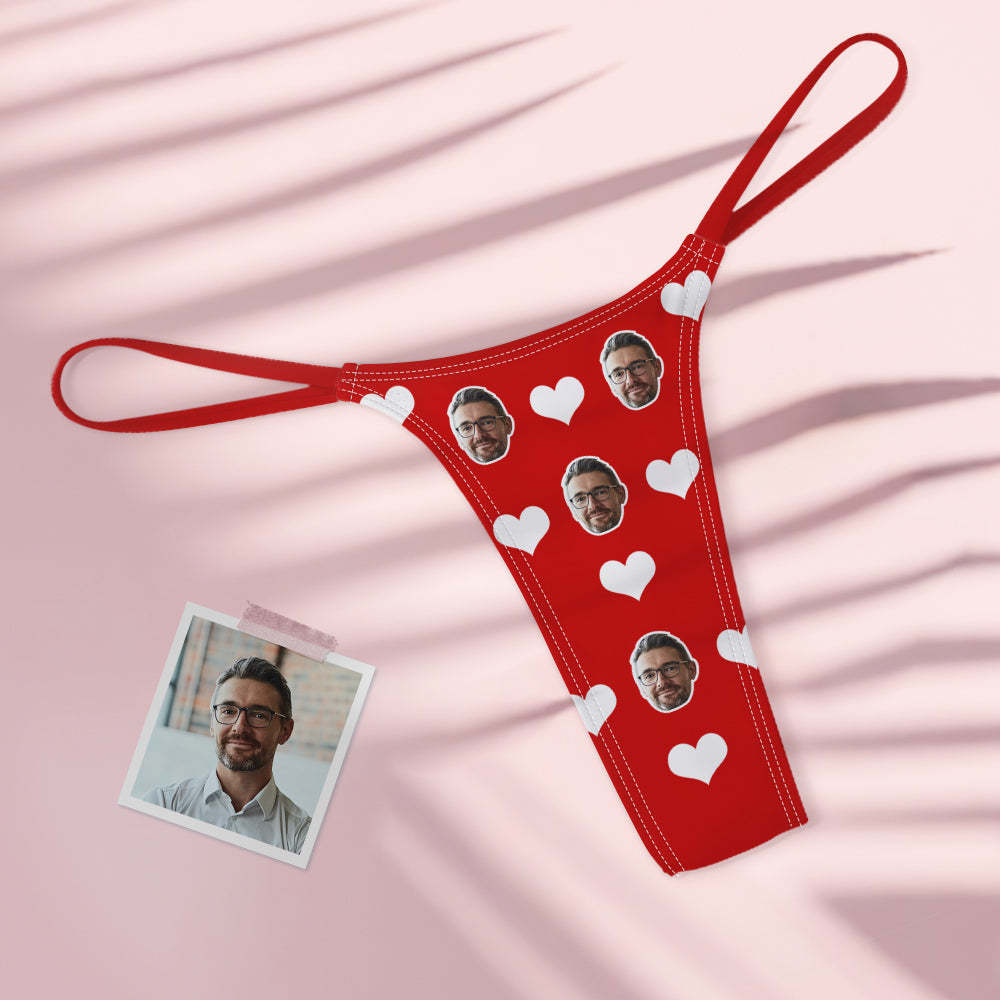 Custom Face Love Hearts Women's Colorful Tanga Thong - MyFaceBoxer