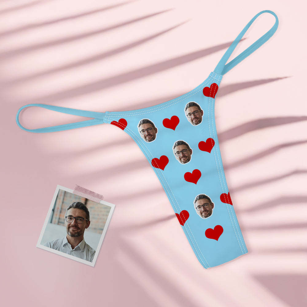 Custom Face Love Hearts Women's Colorful Tanga Thong - MyFaceBoxer