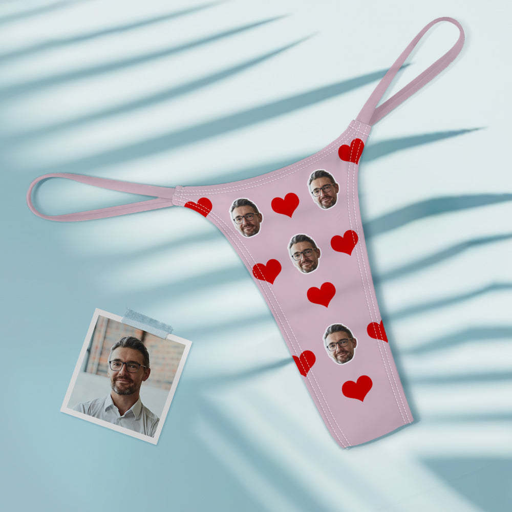 Custom Face Love Hearts Women's Colorful Tanga Thong - MyFaceBoxer