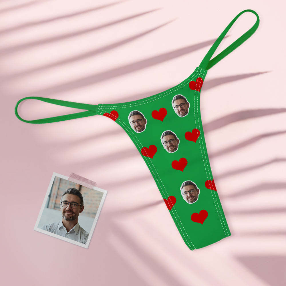 Custom Face Love Hearts Women's Colorful Tanga Thong - MyFaceBoxer