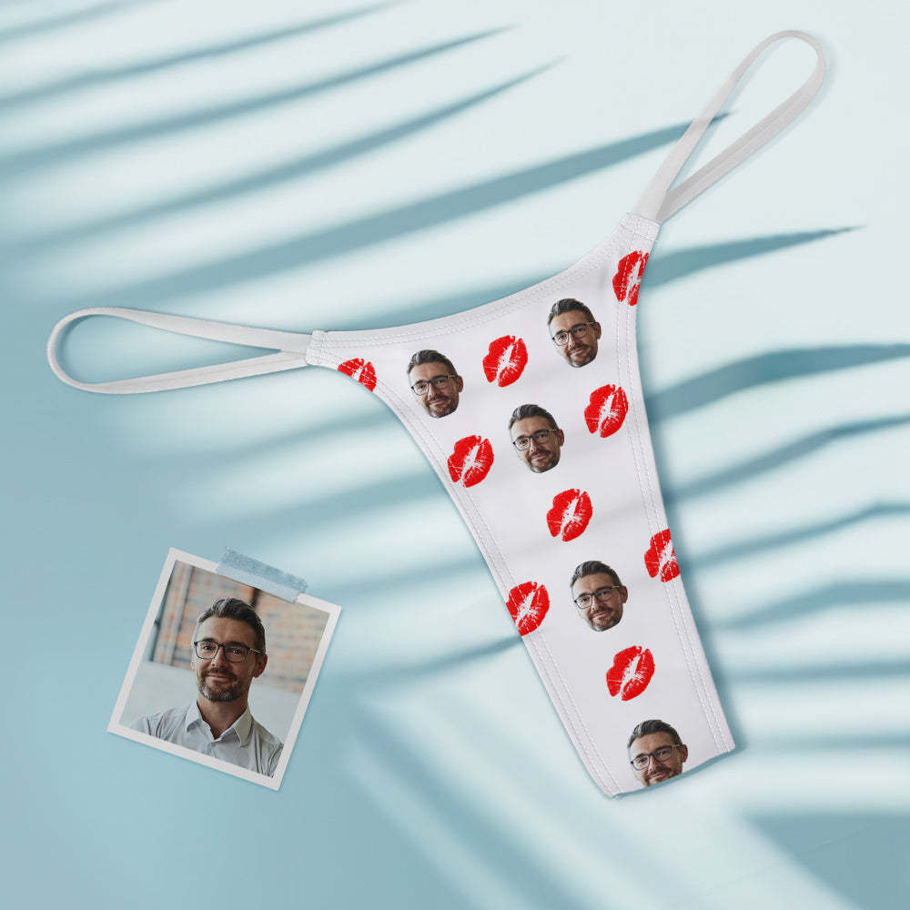 Custom Face Red Lips Women's Colorful Tanga Thong Kiss - MyFaceBoxer