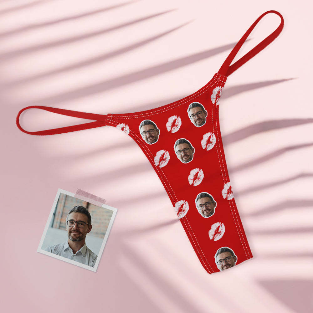 Custom Face Red Lips Women's Colorful Tanga Thong Kiss - MyFaceBoxer