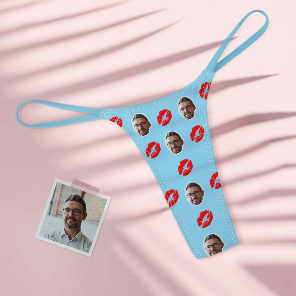 Custom Face Red Lips Women's Colorful Tanga Thong Kiss - MyFaceBoxer