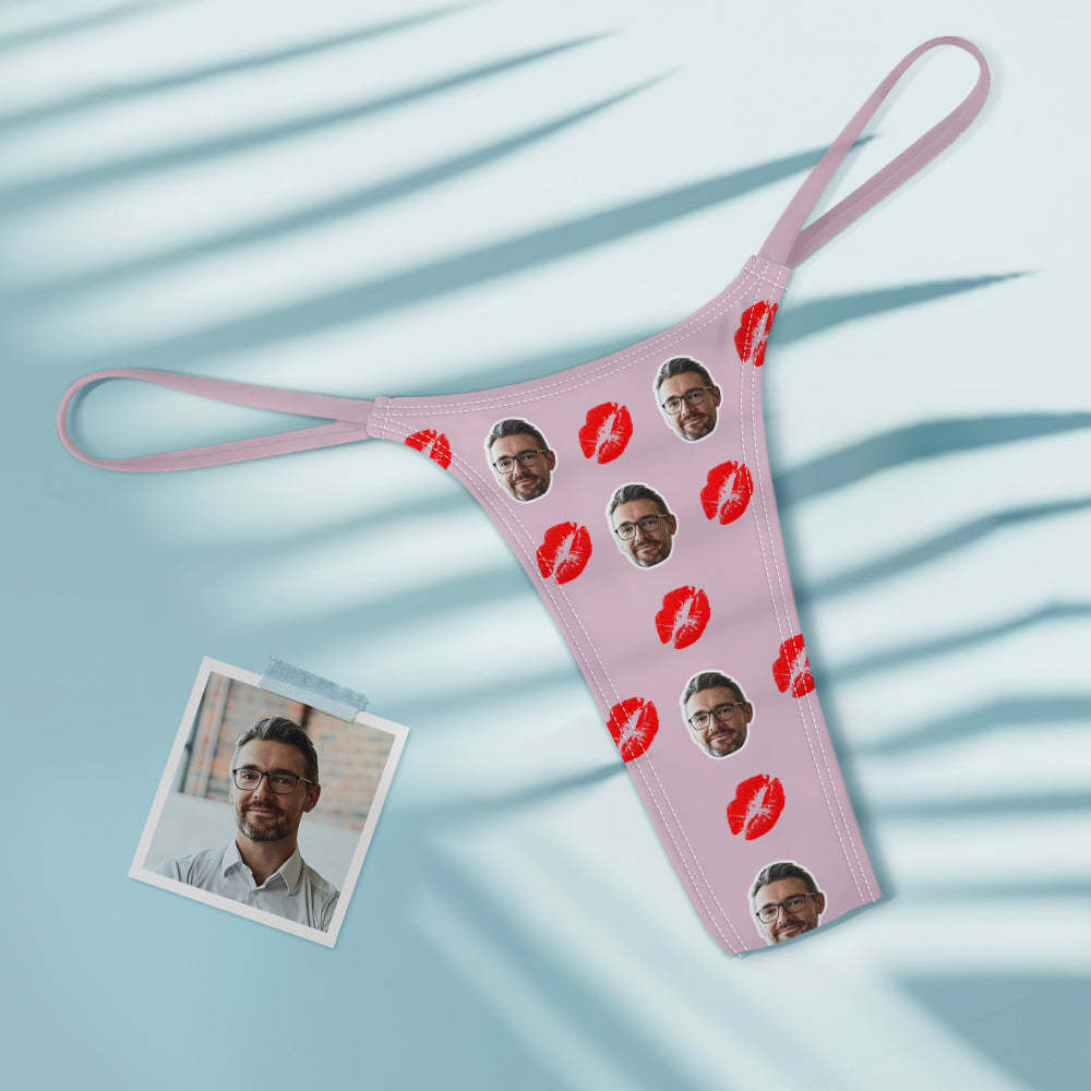 Custom Face Red Lips Women's Colorful Tanga Thong Kiss - MyFaceBoxer