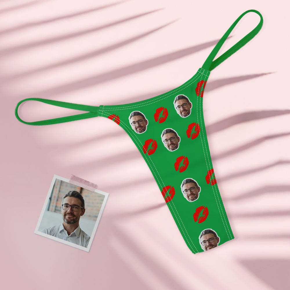 Custom Face Red Lips Women's Colorful Tanga Thong Kiss - MyFaceBoxer