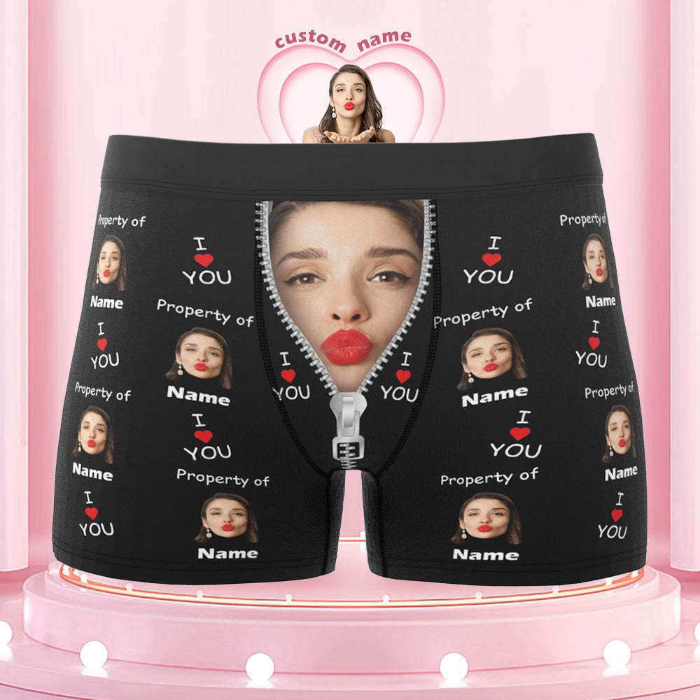 Custom Underwear with Face Boxer Briefs Property of Name Men's Gifts