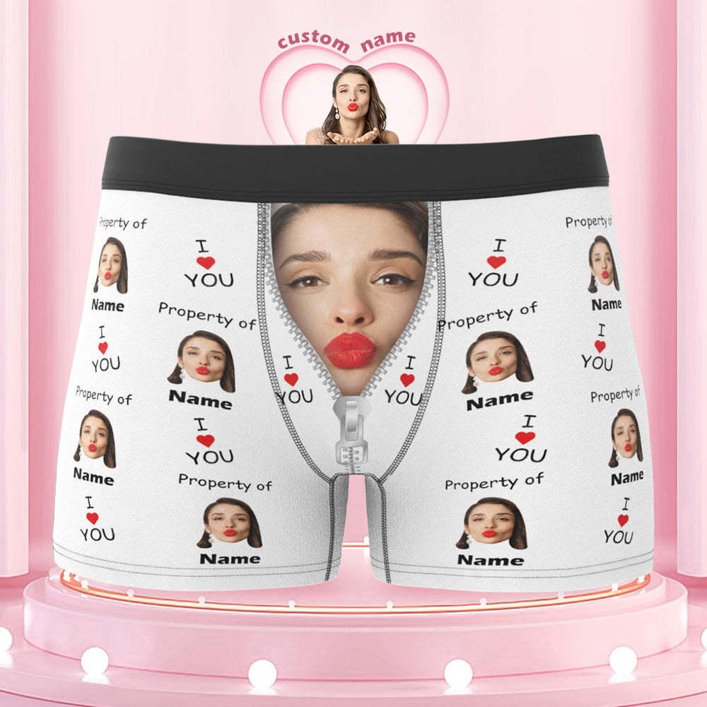 Customized Boxer Briefs I Love You Property of Name Men's Personalized Underwear Funny Gift - MyFaceBoxer