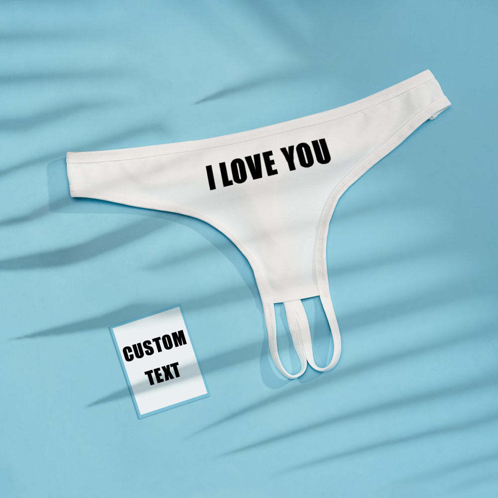 Custom Text Crotchless Panty Personalized Open Crotch Lingerie Naughty Women Underwear Gift for Her - MyFaceBoxer