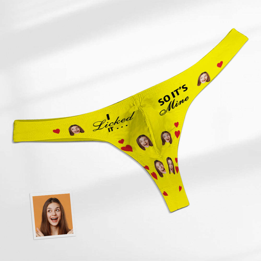 Custom Face Men's Thong - I Licked so it's Mine Men's Briefs - MyFaceBoxer