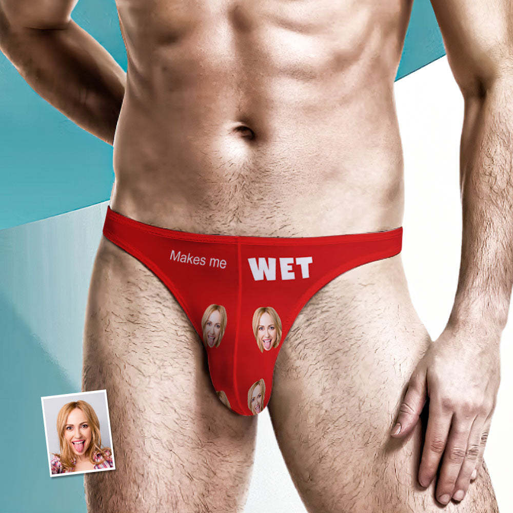 Custom Face Men's Thong - Makes Me Wet Men's Briefs - MyFaceBoxer
