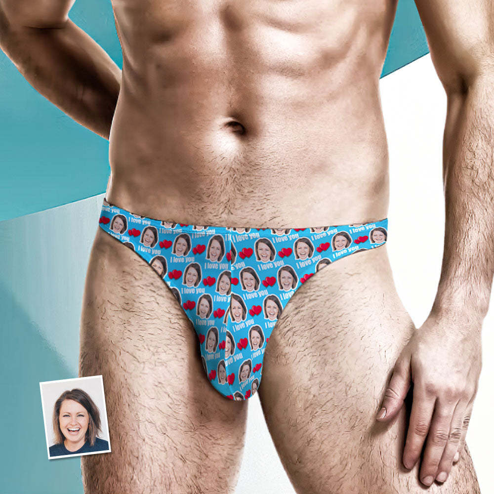 Custom Face Heart Men's Thong Love You Men's Briefs - MyFaceBoxer