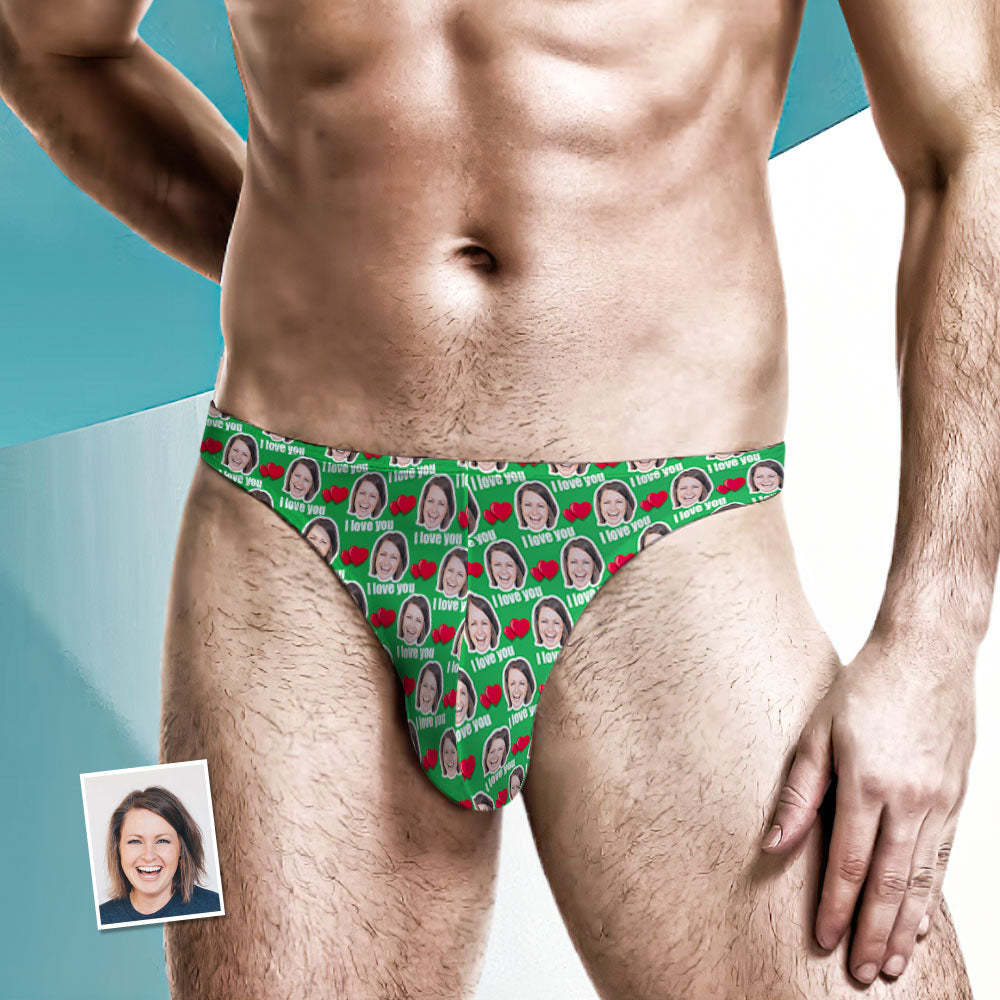 Custom Face Heart Men's Thong Love You Men's Briefs - MyFaceBoxer